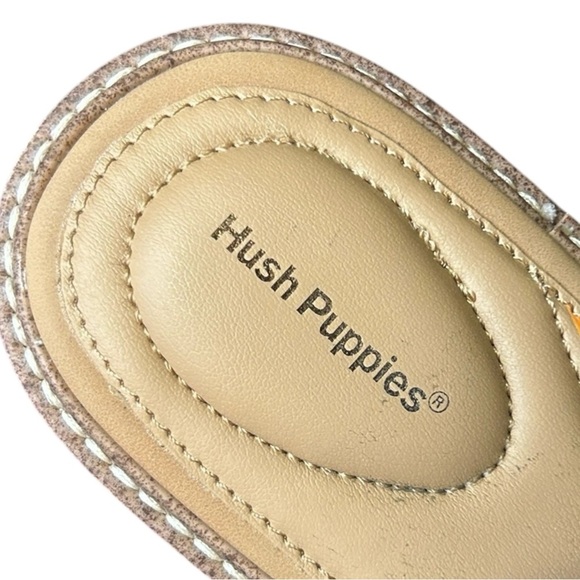 HUSH PUPPIES Malti Leather Sandal Slide sz 9.5M Tan Straps Open Toe Wedge Heel - Picture 7 of 9
